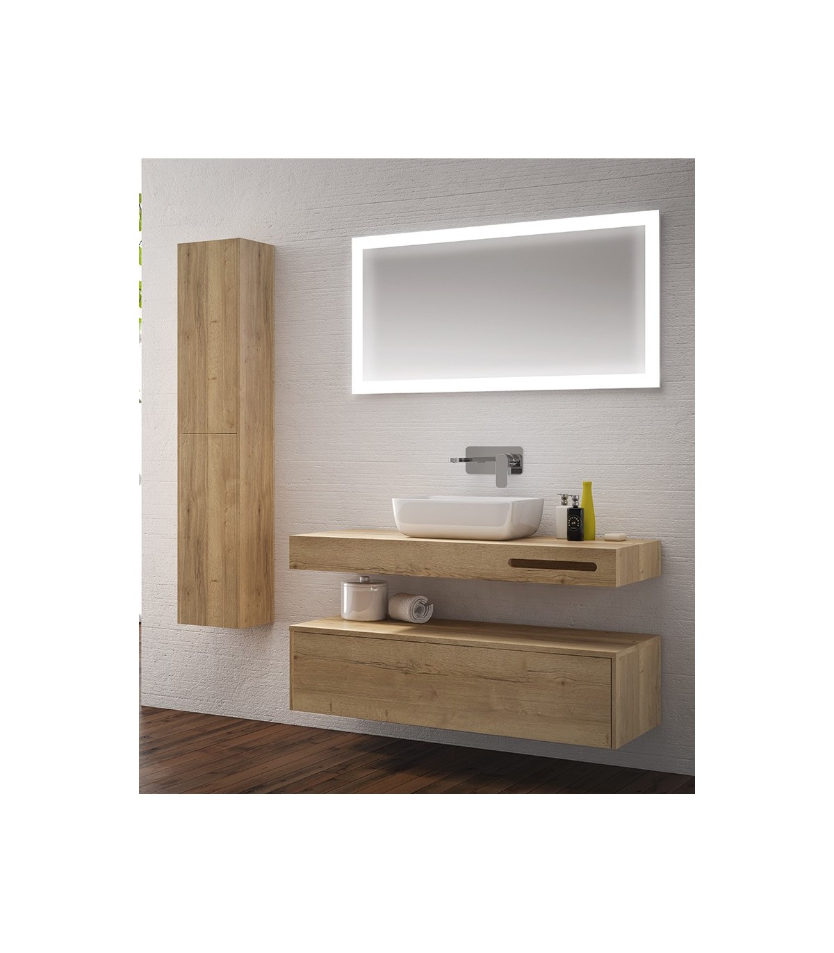 Mueble de baño con lavabo centrado 70 cm de ancho en color blanco